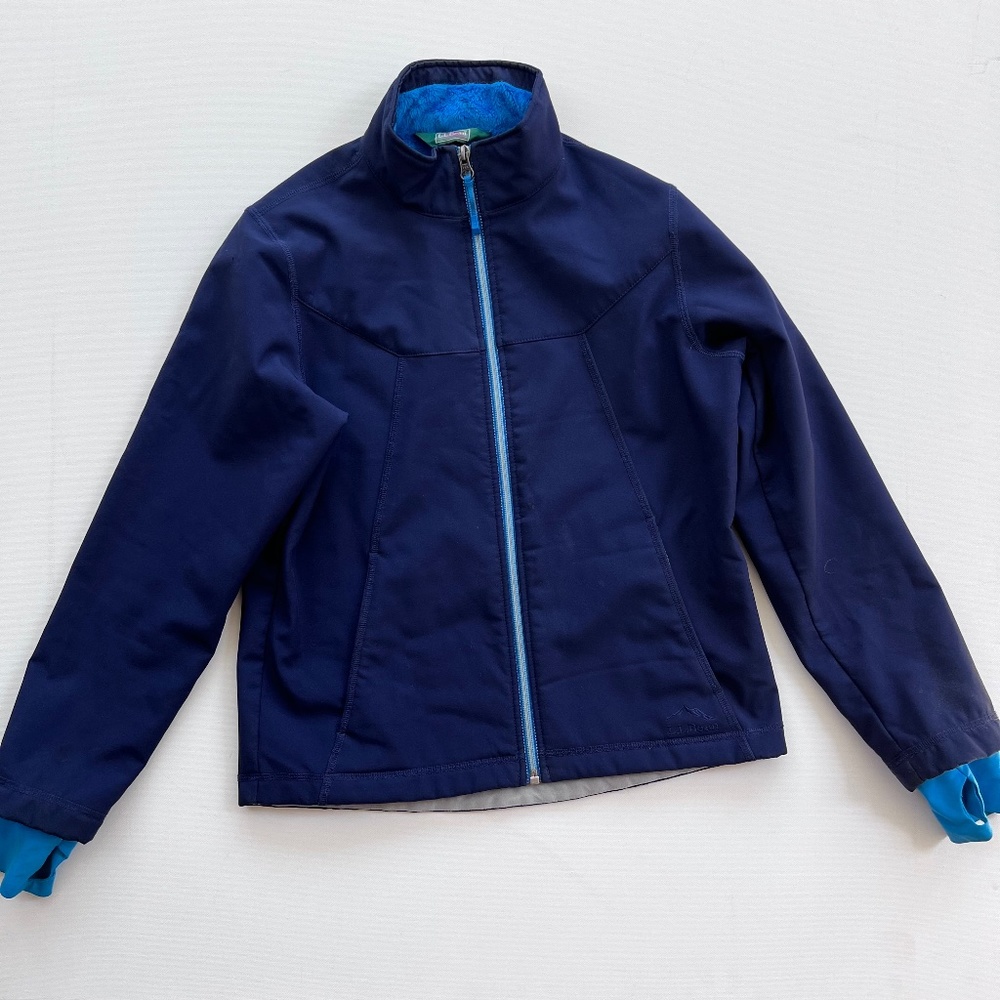 LL Bean Plush Lined Navy Blue Jacket Size M 10/12